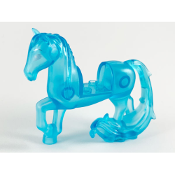 Horse, Friends Style with 2 x 2 Cutout, Long Swooshy Tail with Metallic Light Blue Eyes Pattern (Disney Nokk) - Trans-Light Blue