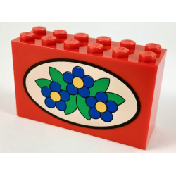 Brick 2 x 6 x 3 with Blue Flowers on White Oval Pattern