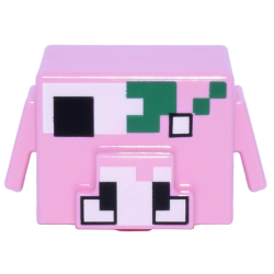 Minifigure, Head, Modified Cube with Ear Flaps and Snout with Pixelated White Eye, Tusks and Skull, Black Eye Socket and Nostrils, Green Decaying Flesh Pattern