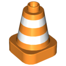Duplo Cone 2 x 2 x 2 Square Base with White Stripes Pattern