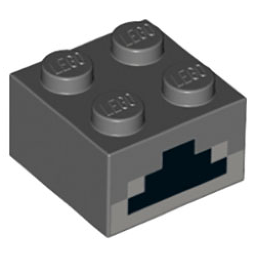 Деталь LEGO 3003pb084 Brick 2 x 2 with Pixelated Black Coal and Light Bluish Gray Ash Pattern (Minecraft Furnace)