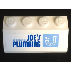Slope 45 2 x 4 with Blue 'Octan's JOE'S PLUMBING' and Drainpipe Pattern (Sticker) - Set 70811