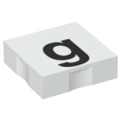 Duplo, Tile 2 x 2 with Black Lowercase Letter g Pattern Duplo, Tile 2 x 2 with Black Lowercase Letter g Pattern