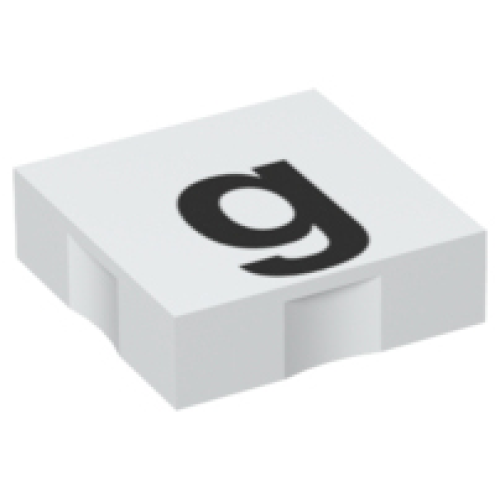 Деталь LEGO 6309pb051 Duplo, Tile 2 x 2 with Black Lowercase Letter g Pattern