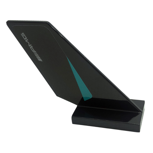 Деталь LEGO 6239pb111 Tail Shuttle with Dark Turquoise Triangle and 'AMG' Logo Pattern on Both Sides (Stickers) - Set 76909