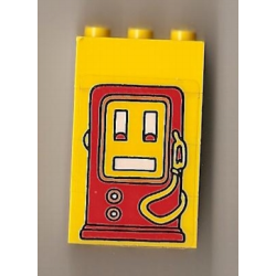 Stickered Assembly 3 x 2 x 4 with Fabuland Gas / Fuel Pump Small Pattern (Sticker) - Set 3666 - 4 Brick 2 x 3