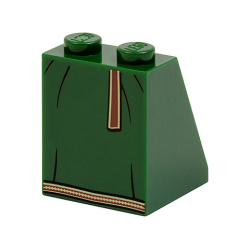 Slope 65 2 x 2 x 2 with Bottom Tube with Minifigure Dress / Skirt / Robe, Black Lines, Brown Hemline and Belt Pattern Slope 65 2 x 2 x 2 with Bottom Tube with Minifigure Dress / Skirt / Robe, Black Lines, Brown Hemline and Belt Pattern