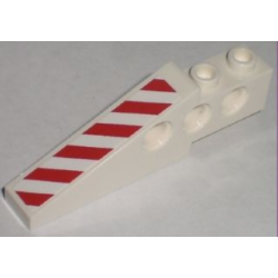 Technic Slope 6 x 1 x 1 2/3 with Red and White Danger Stripes Pattern Right (Sticker) - Set 7207 Technic Slope 6 x 1 x 1 2/3 with Red and White Danger Stripes Pattern Right (Sticker) - Set 7207