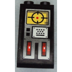 Slope 75 2 x 2 x 3 - Hollow Studs with Red Switches and Screen with Black Crosshairs Pattern (Sticker) - Set 8864