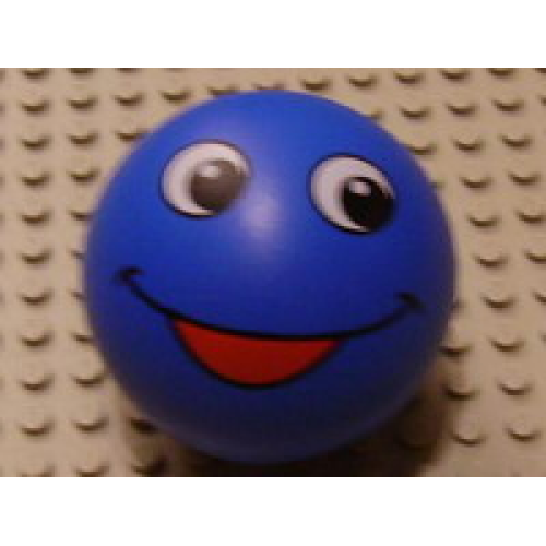 Деталь LEGO 23065px1 Duplo Ball for Ball Tube with Red Open Mouth Smile and Black and White Eyes Pattern