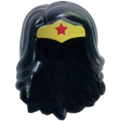 Mini Doll, Hair Friends Long Wavy with Gold Tiara and Red Star Pattern (Wonder Woman)
