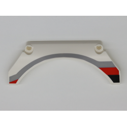 Technic, Panel Car Mudguard Arched 13 x 2 x 5 Straight Top with Black, Red and Gray Stripes Pattern Model Front Right Side Technic, Panel Car Mudguard Arched 13 x 2 x 5 Straight Top with Black, Red and Gray Stripes Pattern Model Front Right Side