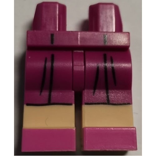 Деталь LEGO 970c00pb1106 Hips and Legs with Pleated Dress, Light Nougat Legs and Dark Pink Shoes Pattern