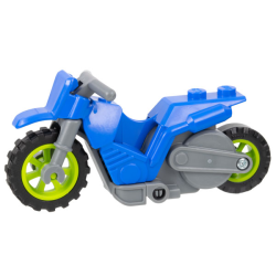 Stuntz Flywheel Motorcycle Dirt Bike with Dark Bluish Gray Frame, Lime Wheels, and Dark Bluish Gray Handlebars - Blue Stuntz Flywheel Motorcycle Dirt Bike with Dark Bluish Gray Frame, Lime Wheels, and Dark Bluish Gray Handlebars - Blue