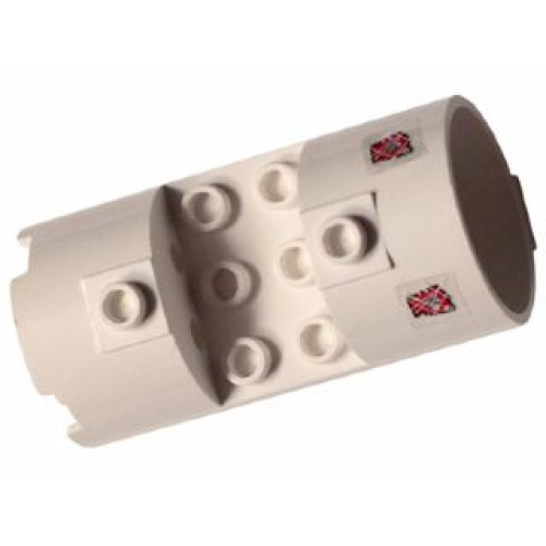 Деталь LEGO 30360pb03 Cylinder 3 x 6 x 2 2/3 Horizontal with Two Scratched Space Police 3 Badges Pattern (Stickers) - Set 5972