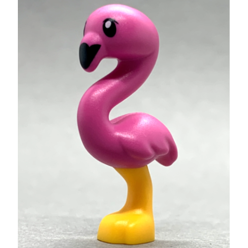 Деталь LEGO 67430pb01 Bird, Flamingo, Friends Style with Molded Bright Light Orange Legs and Printed Black Eyes and Beak Pattern