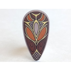 Minifigure, Shield Oval with Dark Orange, Dark Brown and Gold Pattern Minifigure, Shield Oval with Dark Orange, Dark Brown and Gold Pattern