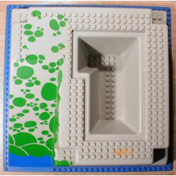 Baseplate, Raised 32 x 32 with Ramp and Pit with Blue Water and Green Stones Pattern Baseplate, Raised 32 x 32 with Ramp and Pit with Blue Water and Green Stones Pattern