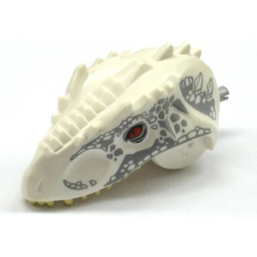 Деталь LEGO IRexHeadc01pb01 Dinosaur Head Indominus rex/Giganotosaurus with Pin, Tan Teeth, Red Eyes, and Dark Bluish Gray Scales Pattern