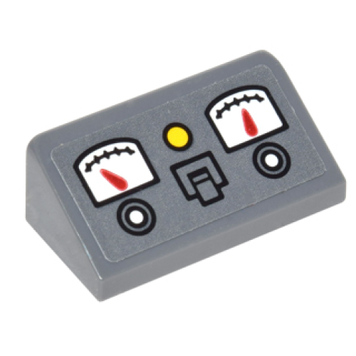 Деталь LEGO 85984pb110 Slope 30 1 x 2 x 2/3 with 2 Gauges, Buttons and Switch Pattern (Sticker) - Set 76052