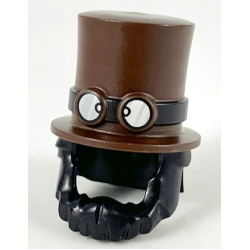 Minifigure, Hair Combo, Hair and Beard with Top Hat Large with Band with Goggles with Glasses Pattern Minifigure, Hair Combo, Hair and Beard with Top Hat Large with Band with Goggles with Glasses Pattern