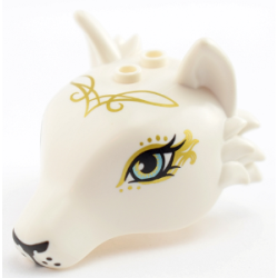 Fox Head with Metallic Light Blue Eyes with Eyelashes, Black Nose and Whisker Dots, Gold Swirls and Markings Pattern Fox Head with Metallic Light Blue Eyes with Eyelashes, Black Nose and Whisker Dots, Gold Swirls and Markings Pattern