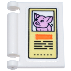 Minifigure, Utensil Book Cover with Bright Light Yellow Sign, Bright Pink Pig, Orange Rectangle, and Black Text Pattern (Sticker) - Set 42615 Minifigure, Utensil Book Cover with Bright Light Yellow Sign, Bright Pink Pig, Orange Rectangle, and Black Text Pattern (Sticker) - Set 42615