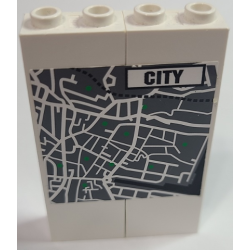 Stickered Assembly 4 x 1 x 5 with 'CITY' in White Rectangle and Map Pattern (Sticker) - Set 7237 - 2 Brick 1 x 2 x 5 Stickered Assembly 4 x 1 x 5 with 'CITY' in White Rectangle and Map Pattern (Sticker) - Set 7237 - 2 Brick 1 x 2 x 5