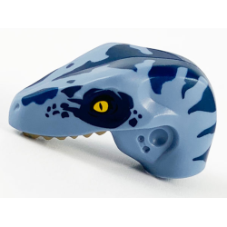 Dinosaur Head Raptor with Pin Hole with Tan Teeth and Dark Blue Stripes and Eye Patch Pattern Dinosaur Head Raptor with Pin Hole with Tan Teeth and Dark Blue Stripes and Eye Patch Pattern