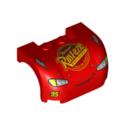 Vehicle, Mudguard 3 x 4 x 1 2/3 Curved with Front with Headlights, Thin Lopsided Smile, Lightning Bolts and 'Rust-eze' Pattern Vehicle, Mudguard 3 x 4 x 1 2/3 Curved with Front with Headlights, Thin Lopsided Smile, Lightning Bolts and 'Rust-eze' Pattern