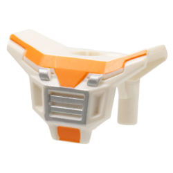 Minifigure Armor Space with Square Shoulder Protection with Silver Grille and Orange Markings Pattern