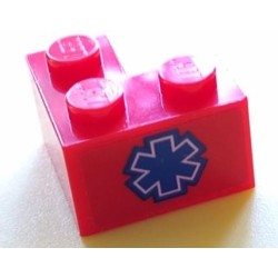 Brick 2 x 2 Corner with Blue EMT Star of Life Pattern (Sticker) - Set 60204 Brick 2 x 2 Corner with Blue EMT Star of Life Pattern (Sticker) - Set 60204