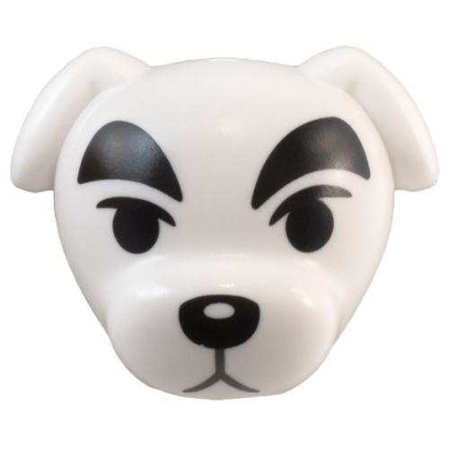 Деталь LEGO 107180pb01 Minifigure, Head, Modified Dog (Terrier) with Thick Black Eyebrows, Eyes and Nose, and Dark Bluish Gray Mouth Pattern