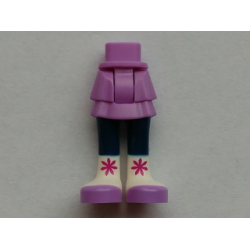 Mini Doll Hips and Skirt Layered, Dark Blue Legs and White Boots with Medium Lavender Toes and Magenta Snowflakes Pattern - Thick Hinge