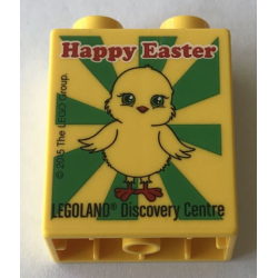 Duplo, Brick 1 x 2 x 2 with LEGOLAND Discovery Centre Happy Easter 2015 Pattern