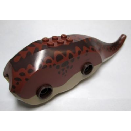 Деталь LEGO TriBodyc01pb01 Dinosaur Body Triceratops with Reddish Brown Top with Dark Brown Pattern