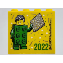 Brick 2 x 4 x 3 with Besuchsmeister 10 Silver 2022 LEGOLAND Deutschland Resort Pattern
