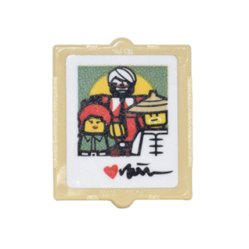 Деталь LEGO 60601pb015 Glass for Window 1 x 2 x 2 Flat Front with Photo with Garmadon, Misako, Sensei Wu, Red Heart and Signature Pattern (Sticker) - Set 70620