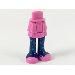Mini Doll Hips and Skirt Layered, Dark Blue Leggings with Dark Azure Planets, Dark Pink Shoes Pattern - Thick Hinge