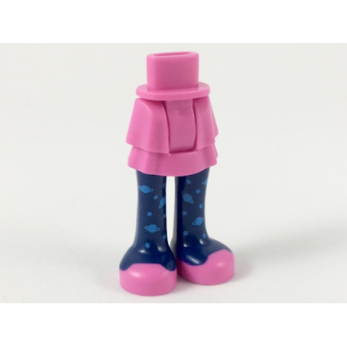 Деталь LEGO 92250c00pb19 Mini Doll Hips and Skirt Layered, Dark Blue Leggings with Dark Azure Planets, Dark Pink Shoes Pattern - Thick Hinge