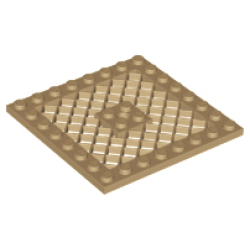 Plate, Modified 8 x 8 with Grille and Hole in Center - Dark Tan