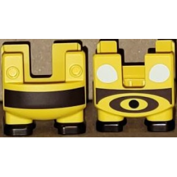 Large Figure Legs, Super Mario Overalls with Molded Dark Brown Shoes and Printed Dark Brown Stripe, White Wings, and Black Dot Pattern (Bee Mario)