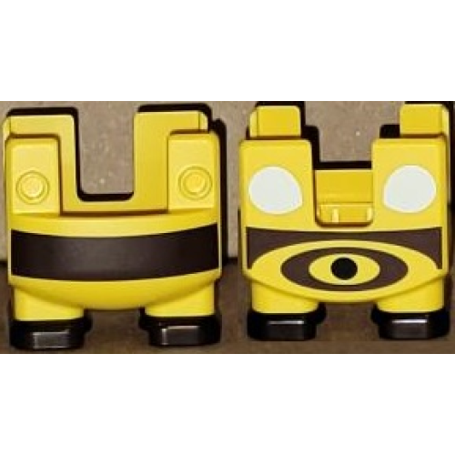 Деталь LEGO 78948pb01 Large Figure Legs, Super Mario Overalls with Molded Dark Brown Shoes and Printed Dark Brown Stripe, White Wings, and Black Dot Pattern (Bee Mario)