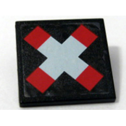 Road Sign 2 x 2 Square with Clip with Crossed Bars (Train Crossing) Pattern (Sticker) - Set 10128