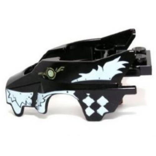 Деталь LEGO 11113pb03 Flywheel Fairing Wolf Shape with White Checkered and Skunk Markings Pattern