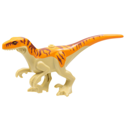 Dinosaur Body Atrociraptor with Orange Back, Reddish Brown Stripes, Bright Light Orange Eyes Pattern Dinosaur Body Atrociraptor with Orange Back, Reddish Brown Stripes, Bright Light Orange Eyes Pattern