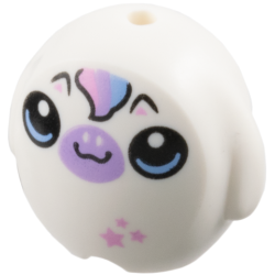 Minifigure, Utensil Pillow Plush Toy with Unicorn with Lavender Muzzle, Bright Light Blue and Bright Pink Mane and Stars Pattern