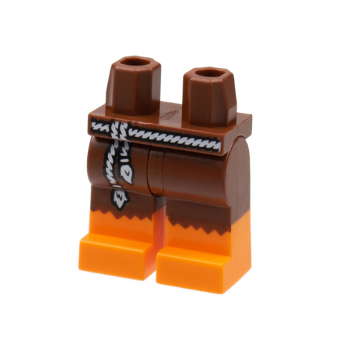 Деталь LEGO 970c00pb1366 Hips and Legs with Orange Boots, Tattered Edge, White Rope Belt Pattern