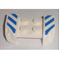 Vehicle, Mudguard 2 x 4 with Headlights Overhang with Blue and White Danger Stripes Pattern on Both Sides (Stickers) - Set 8211