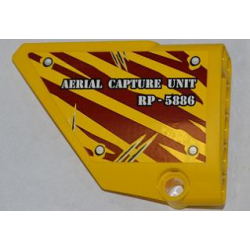 Technic, Panel Fairing #13 Large Short Smooth, Side A with 'AERIAL CAPTURE UNIT RP-5886' on Dark Red Tiger Stripes Pattern (Sticker) - Set 5886 Technic, Panel Fairing #13 Large Short Smooth, Side A with 'AERIAL CAPTURE UNIT RP-5886' on Dark Red Tiger Stripes Pattern (Sticker) - Set 5886